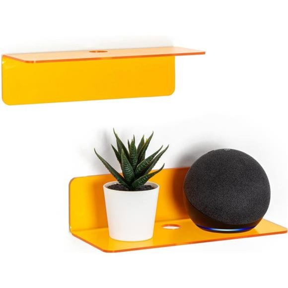 Small Acrylic Floating Wall Shelves Set of 2, Flexible Use of Wall Space, 9 Inch - Picture 1 of 6